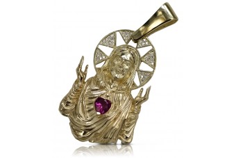 Pendentif icône Jésus en or jaune 14k 585 pj002y