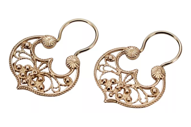 Boucles d'oreilles Gipsy vintage sans pierres en or rose 14 carats 585 d'origine ven022