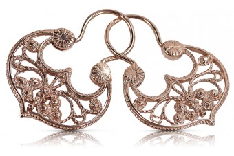 Boucles d'oreilles Gipsy vintage sans pierres en or rose 14 carats 585 d'origine ven022