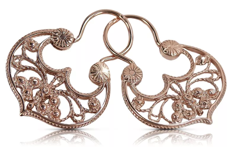 Boucles d'oreilles Gipsy vintage sans pierres en or rose 14 carats 585 d'origine ven022