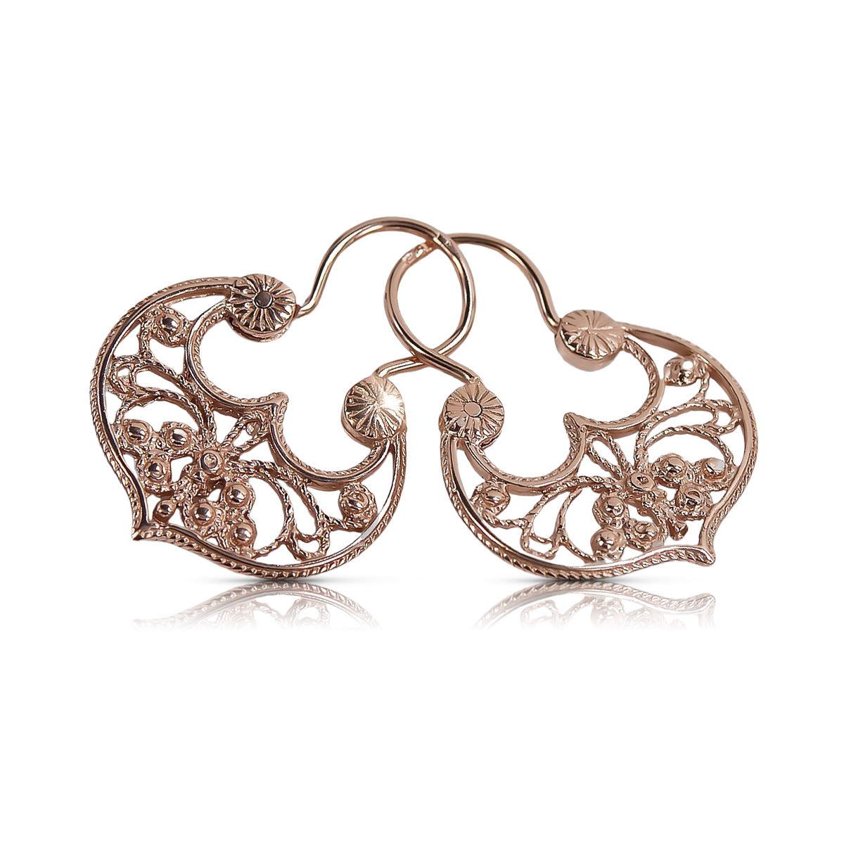 Boucles d'oreilles Gipsy vintage sans pierres en or rose 14 carats 585 d'origine ven022