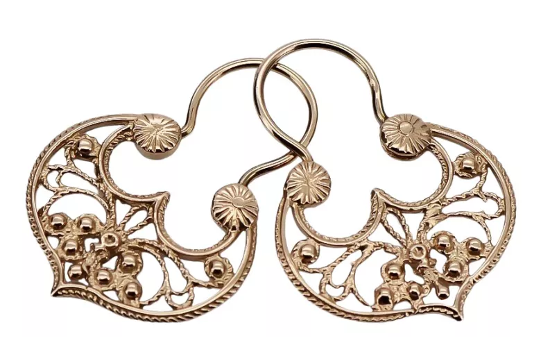 Boucles d'oreilles Gipsy vintage sans pierres en or rose 14 carats 585 d'origine ven022