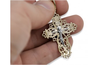 copie de la croix orthodoxe dorée en or rose rouge 14 carats 585 oc012rw