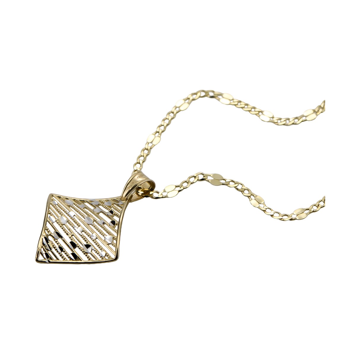 Pendentif feuille d'or 14k 585 avec chaîne cpn052yw&cc077y