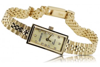 Italienisch gelb 14 Karat Gold Damenuhr Geneve Lady Geschenk lw057y