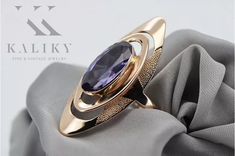 Elegancki 14k Różowe Złoto Vintage z Kamieniem Aleksandryt vrc189