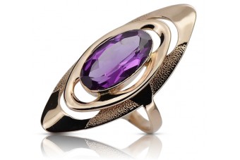 Edles Vintage-Roségold 14 Karat mit Amethyst Ring,  vrc189