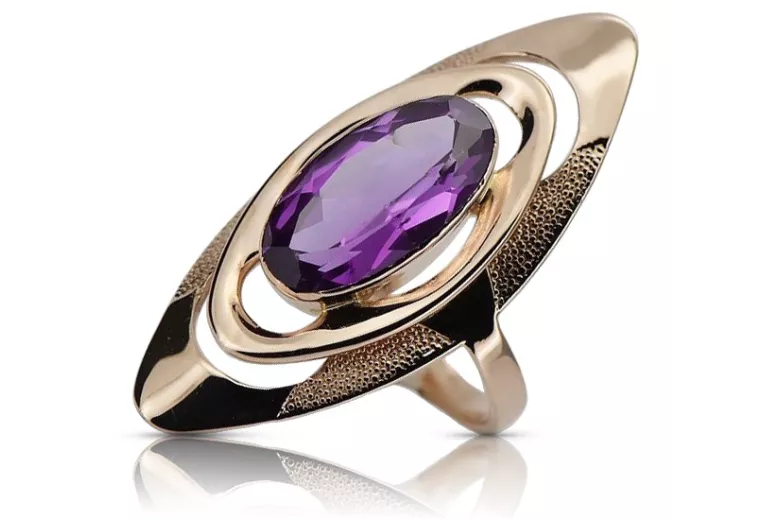 Edles Vintage-Roségold 14 Karat mit Amethyst Ring,  vrc189