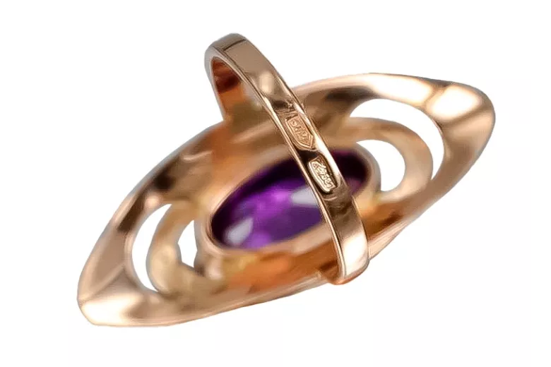 Edles Vintage-Roségold 14 Karat mit Amethyst Ring,  vrc189