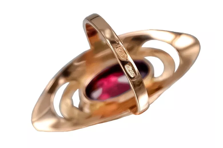 Klassischer Rubinrot Vintage 14 Karat Roségold-Ring, Originalmodell  vrc189