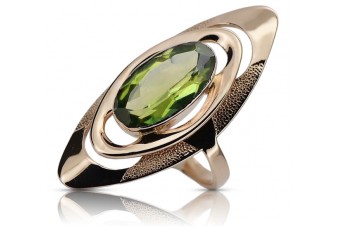 Anillo Exclusivo de Peridoto y Oro Rosa 14k Estilo Antiguo vrc189