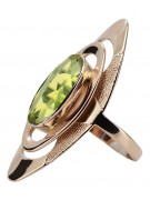 Anillo Exclusivo de Peridoto y Oro Rosa 14k Estilo Antiguo vrc189