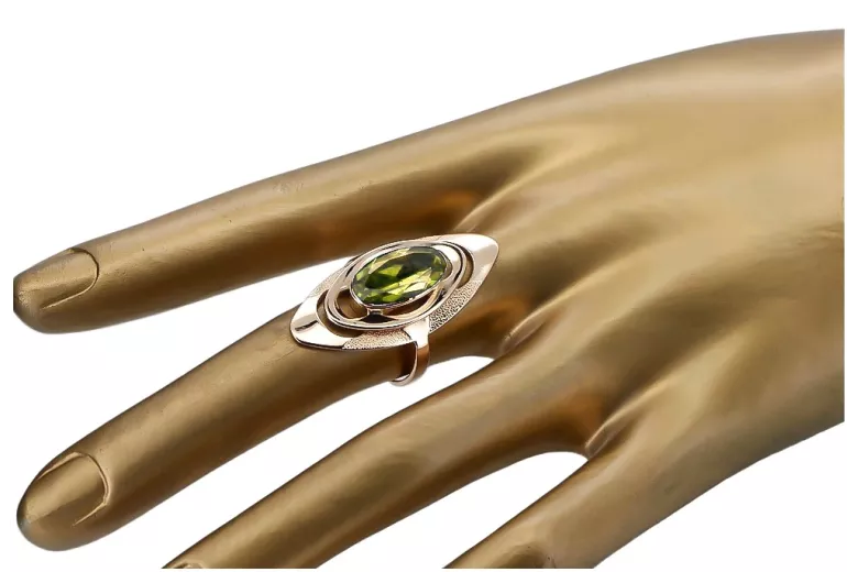 Anillo Exclusivo de Peridoto y Oro Rosa 14k Estilo Antiguo vrc189