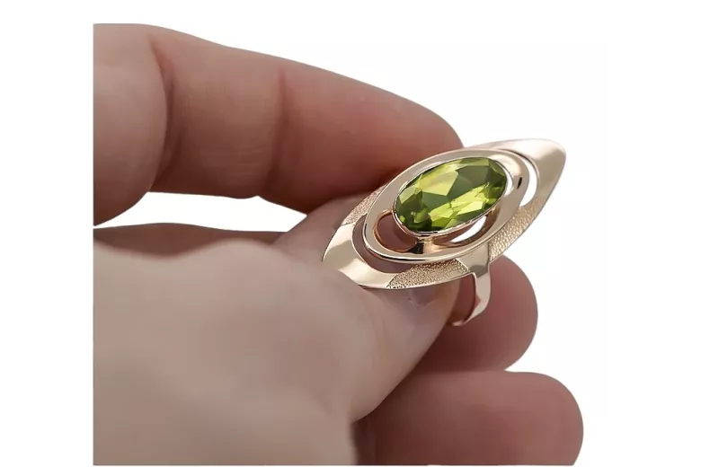 Inel Autentic din Aur Roz 14k, Vintage cu Peridot Galben, cod vrc189 Vintage