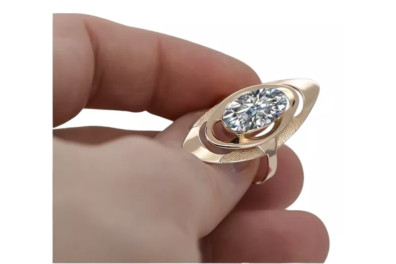 Inel de Aur Roz de 14k cu Zircon, Stil Vintage Autentic vrc189