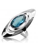 Bague russe en argent 925 avec aigue-marine vrc189s