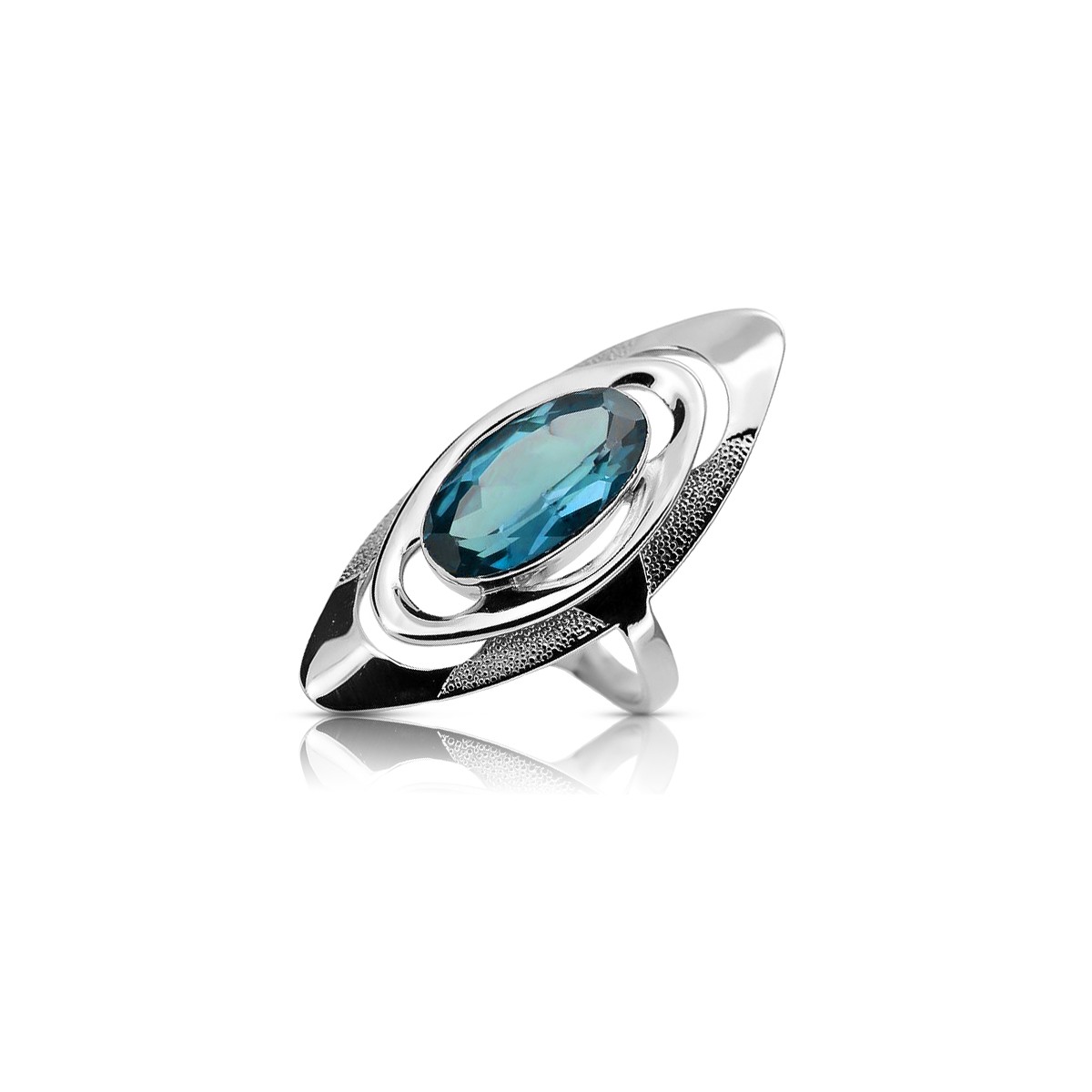 Bague russe en argent 925 avec aigue-marine vrc189s