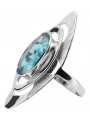 Bague russe en argent 925 avec aigue-marine vrc189s