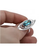 Bague russe en argent 925 avec aigue-marine vrc189s