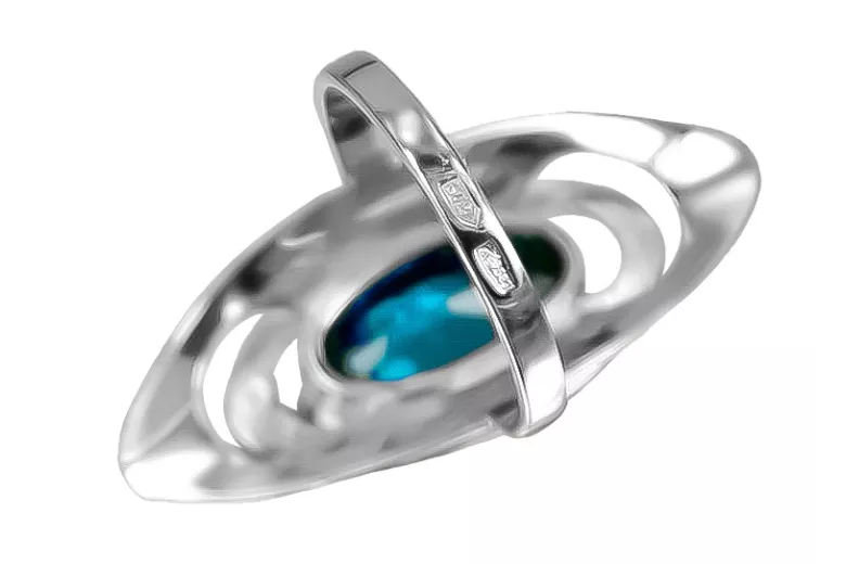 Bague russe en argent 925 avec aigue-marine vrc189s