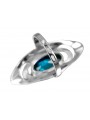 Bague russe en argent 925 avec aigue-marine vrc189s