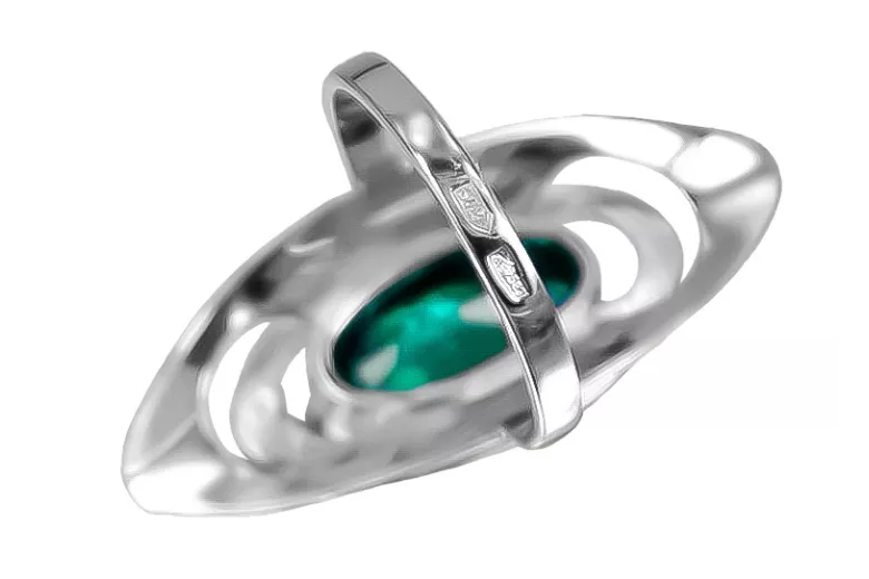 Bague russe en argent 925 avec émeraude vrc189s