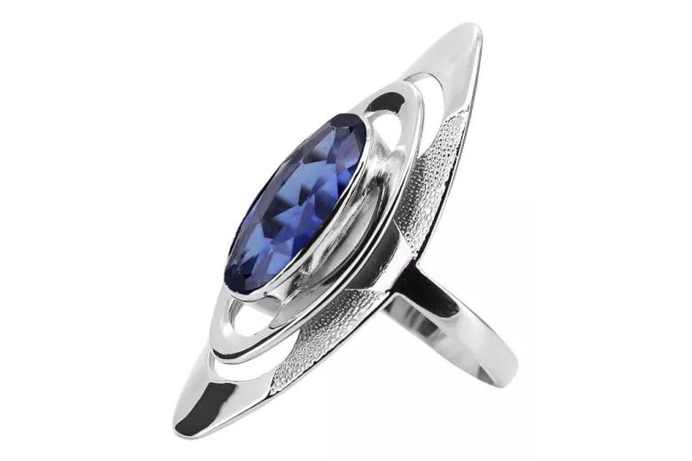 Bague russe en argent 925 avec saphir vrc189s