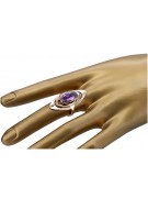 Gold Russischer Ring rosévergoldetes Silber 925 mit Amethyst vrc189rp Vintage