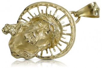 Jezus-Medaillon-Symbol-Anhänger aus 14-karätigem Gold, pj008y