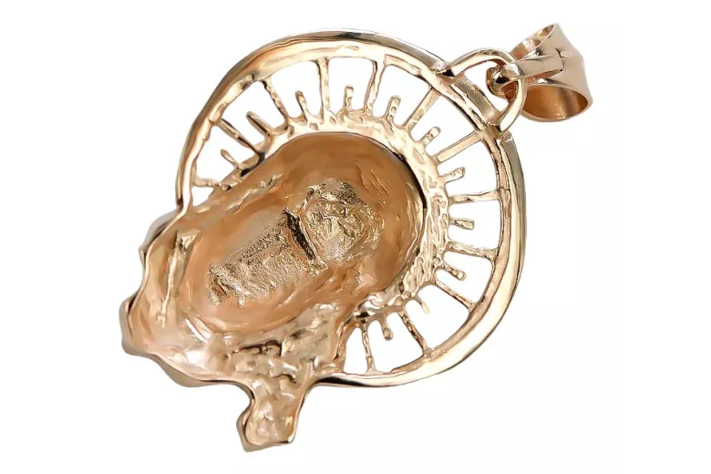 "Icône de Jésus en pendentif d'or rose 14k 585" pj008r