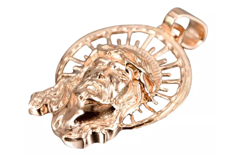 "Icône de Jésus en pendentif d'or rose 14k 585" pj008r