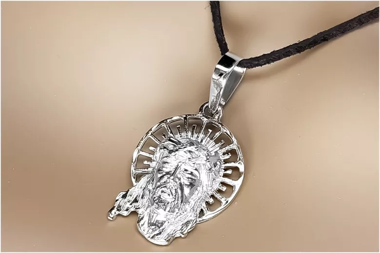 "Pendentif Iconique Jésus en Or Blanc 14 Carats" pj008w