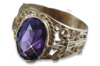 Bague Russe Soviétique Rose Or 14K Alexandrite Rubis Émeraude Saphir Zircon 585 vrc060