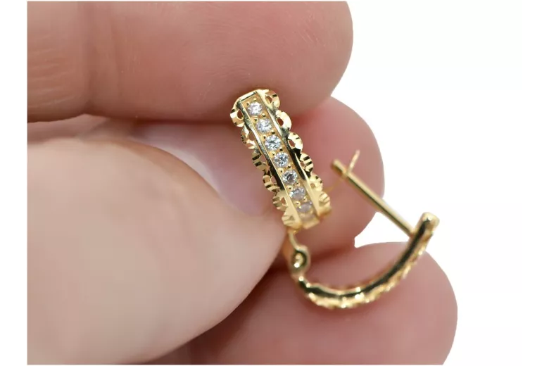 Italian 14k 585 yellow gold zircon earrings cec009y