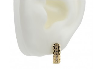 копие на златни обеци 14k 585 корона с циркони cec017y