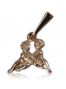 "Original 14K Rose Gold Vintage Pendant Featuring Aries and Gemini, No Stones" vzp009