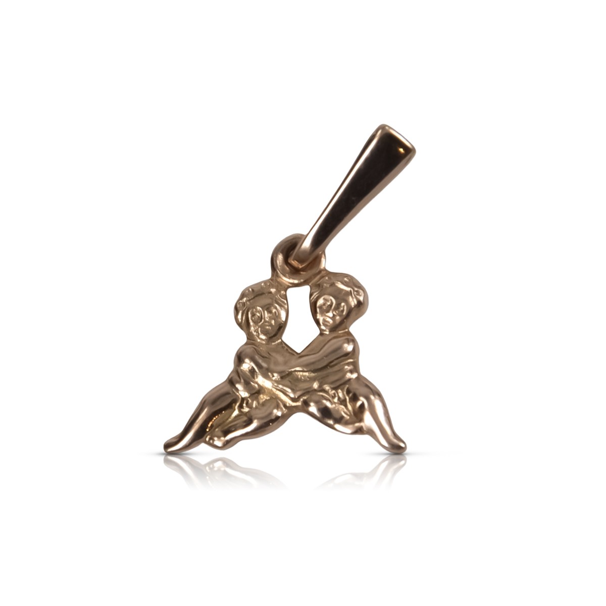 "Original 14K Rose Gold Vintage Pendant Featuring Aries and Gemini, No Stones" vzp009