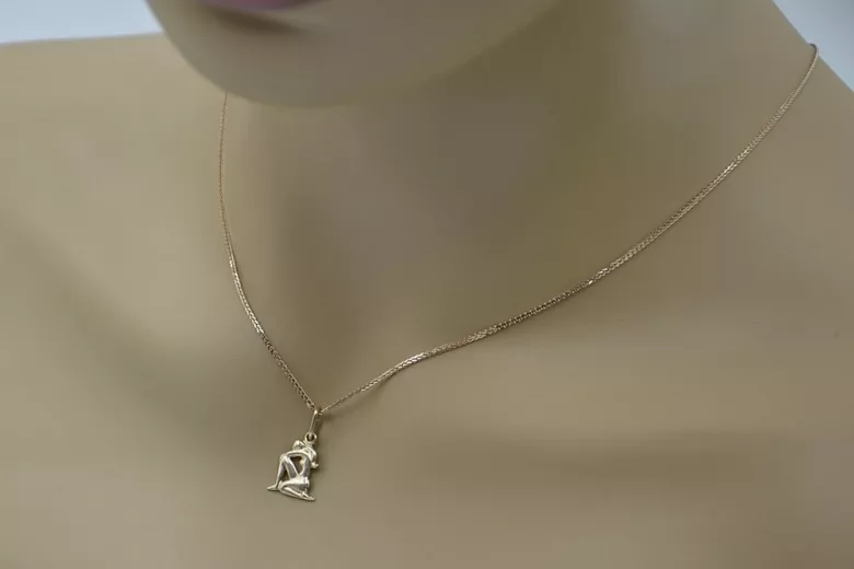 "Encantador Colgante de Aries en Oro Rosa Antiguo de 14k sin Piedras, Joyería Zodiacal para Mujer" vzp011