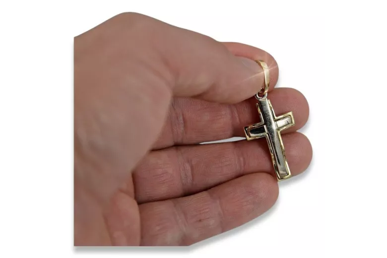 copie du pendentif croix catholique dorée 14k 585 ctc095y