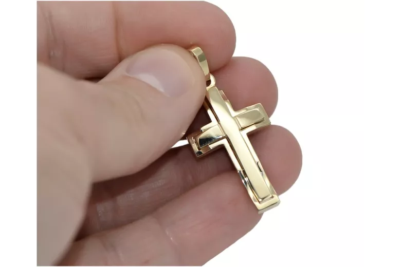 copie du pendentif croix catholique dorée 14k 585 ctc095y