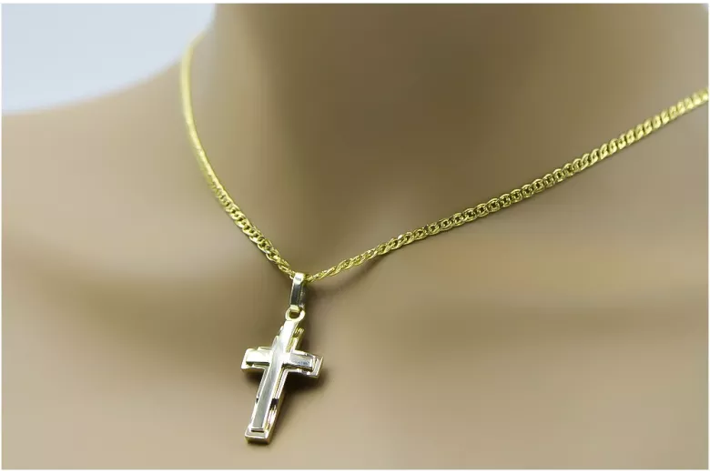 copie du pendentif croix catholique dorée 14k 585 ctc095y