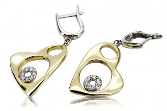 "Boucles d'oreilles coeur de luxe en or italien 14 carats, jaune 585, Pas de pierre" cen040yw