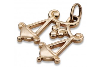 Colgante de Oro Rosa Antiguo Original de 14k Sin Piedras, Diseño Zodiacal Acuario vzp005