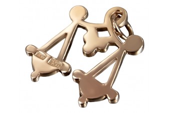 Original vintage, Pandantiv Fără Pietre din aur roz 14k, Zodiac Gemeni vzp005