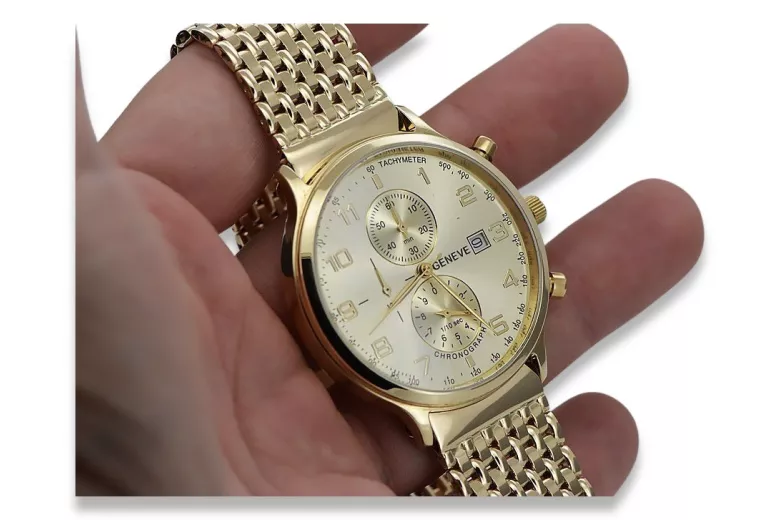 14k 585 златен часовник с гривна Geneve mw005ydy&mbw013yo