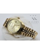 копие на мъжки златен часовник с гривна 14k Geneve mw013ydy&mbw016y