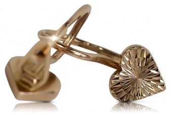 "14 Karat Originales Vintage Roségold Herz Ohrringe ohne Steine" ven001