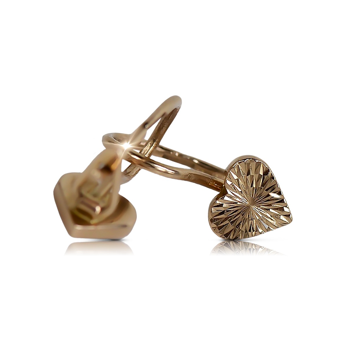 "Vintage Charm in Original 14K Rose Gold Heart Earrings without Stones" ven001