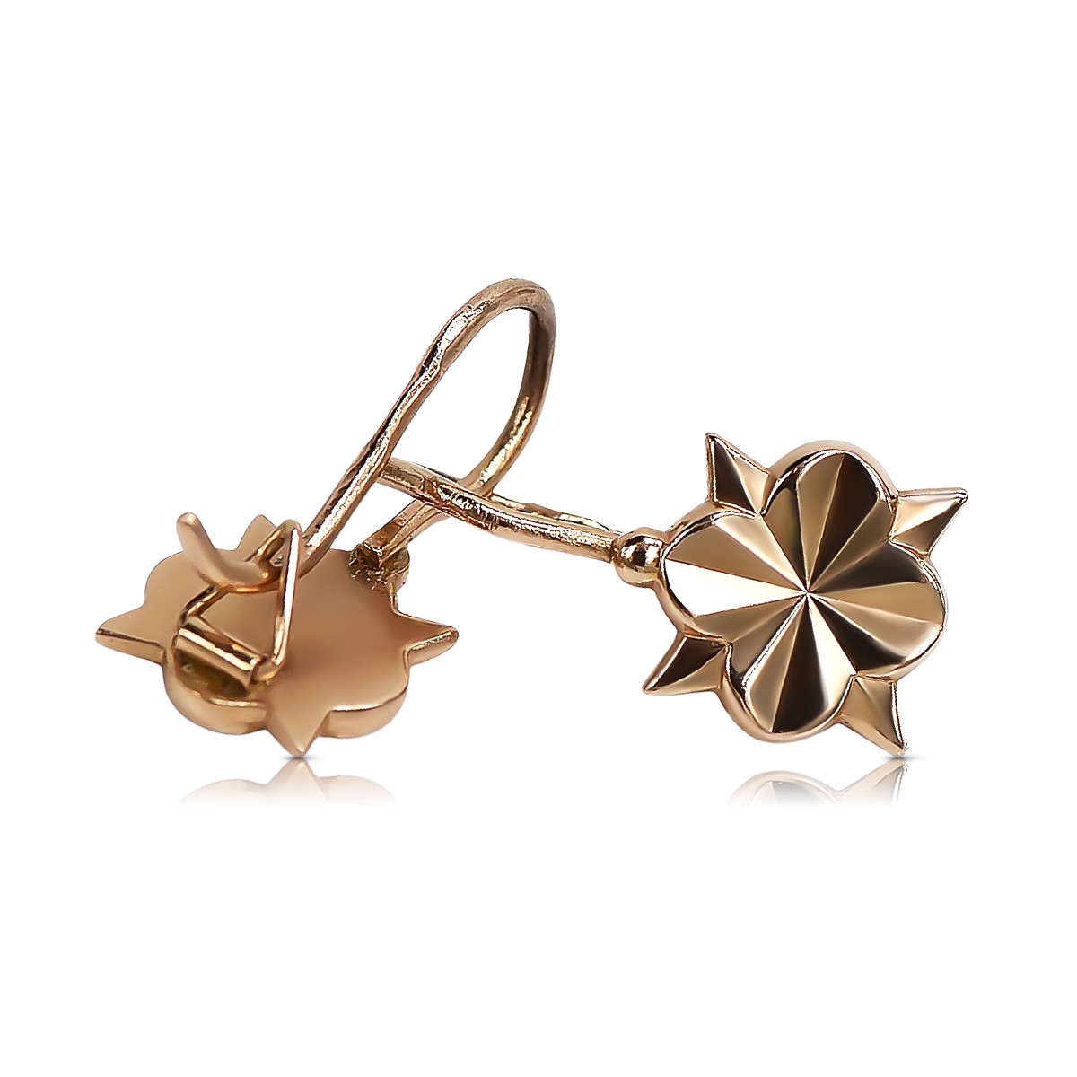 "Genuine Vintage 14K Rose Gold Flower Earrings, No Stones" ven002