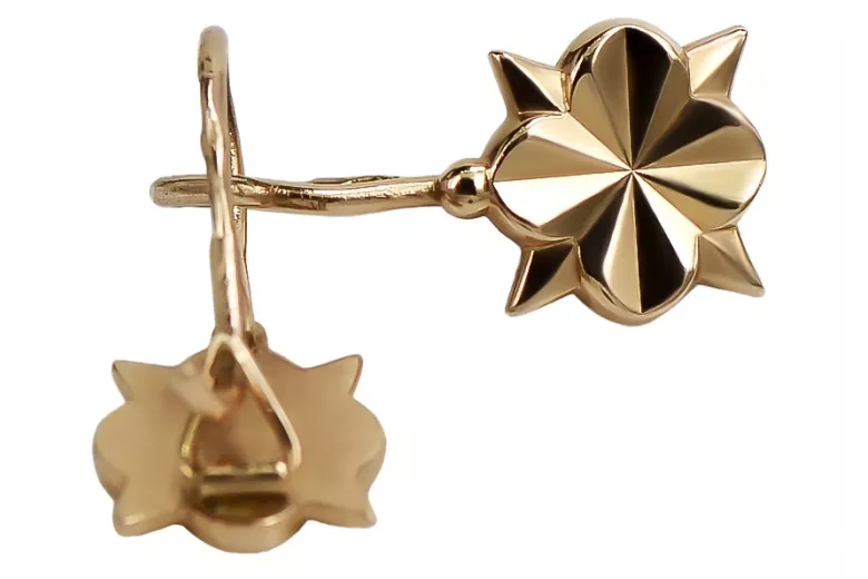 "Genuine Vintage 14K Rose Gold Flower Earrings, No Stones" ven002